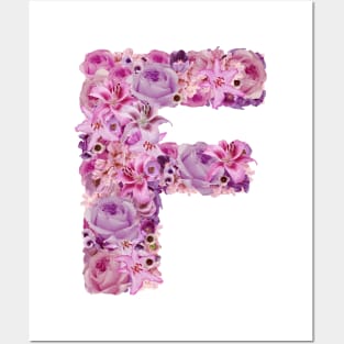 Pink Floral Letter F Posters and Art